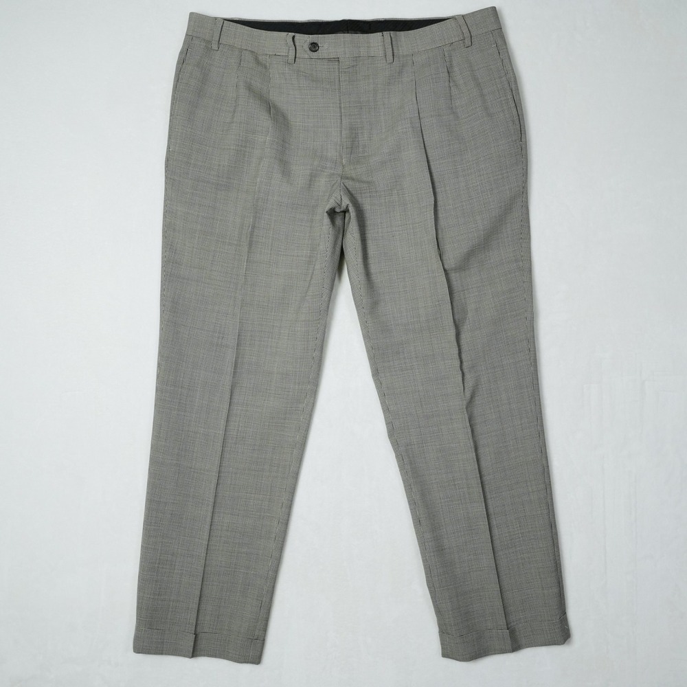 Lauren Ralph Lauren Total Comfort Wool Houndstooth Pleated Dress Pants 40W 30L